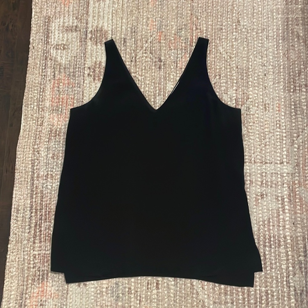Lavender Brown 100% silk black tank top